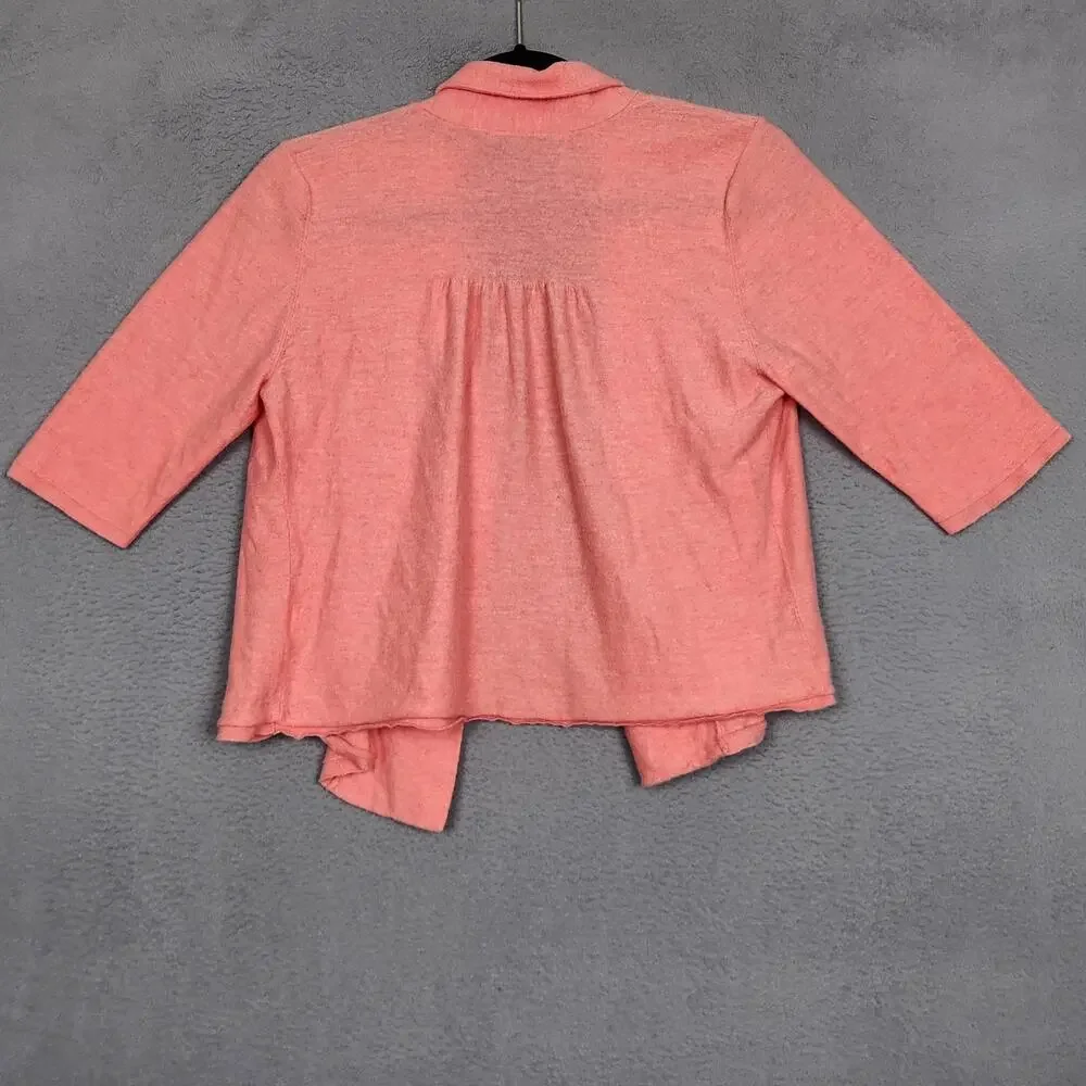 Eileen Fisher Sweater Womens Medium Pink 100% Cashmere Open Cardigan Knit